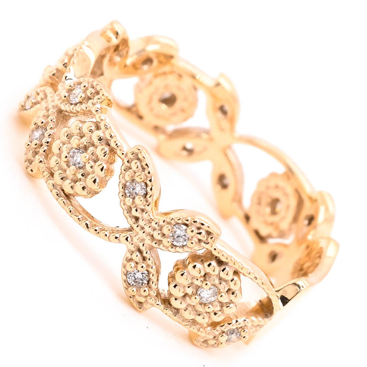Graziella Fire &amp; Ice 10KT Yellow Gold 0.17CTW Canadian Diamond Celebration Ring - Size 6.5