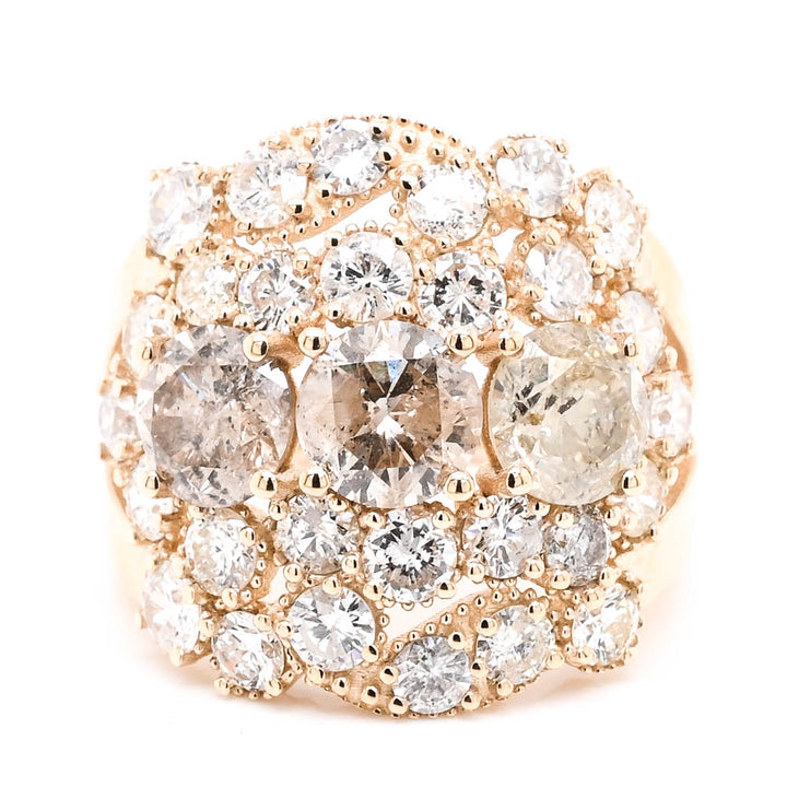 Graziella 14KT Yellow Gold 6.20CTW Round Brilliant Diamond Celebration Ring - Size 7.25