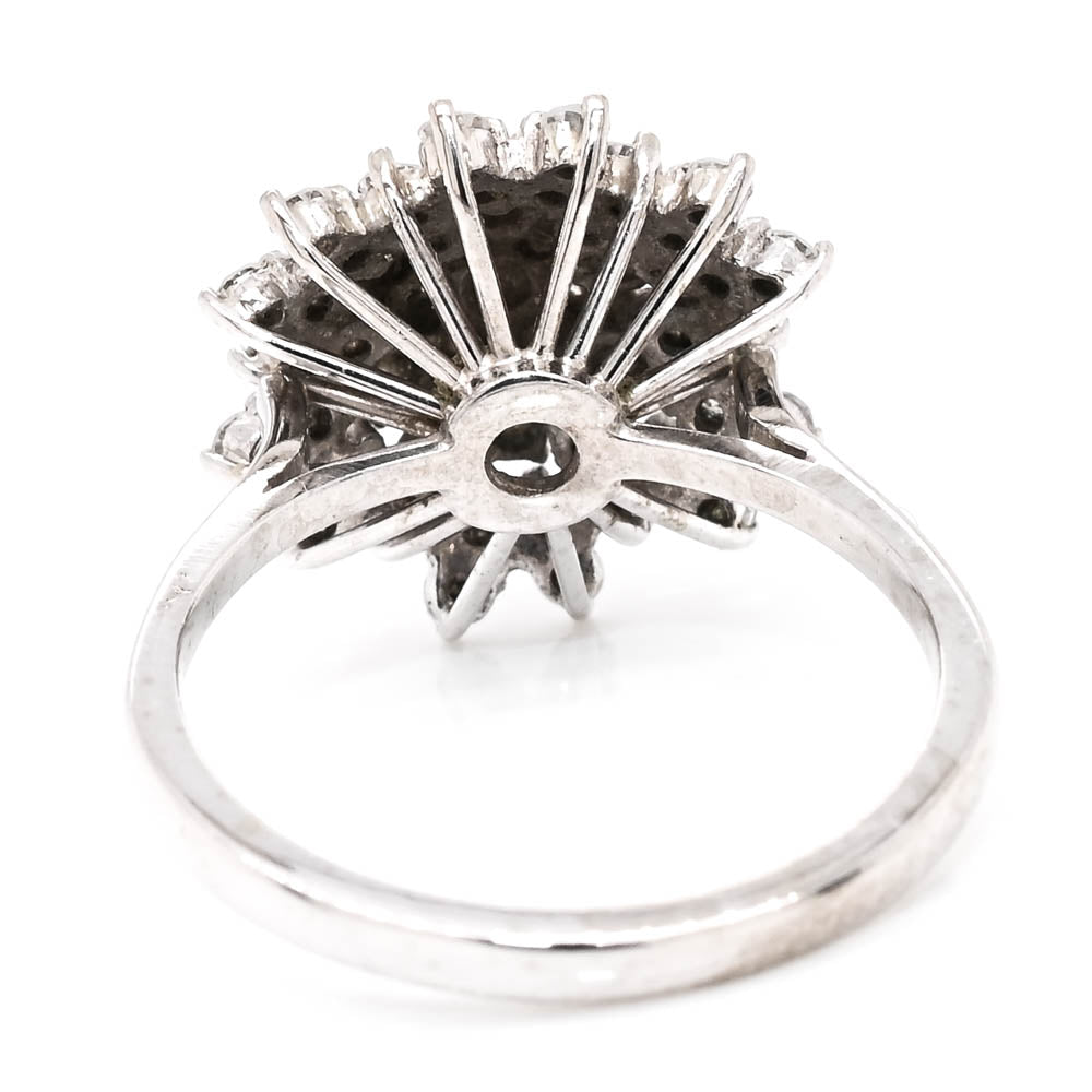 Graziella 14KT White Gold 0.80CTW Diamond Cluster Celebration Ring - Size 6.25