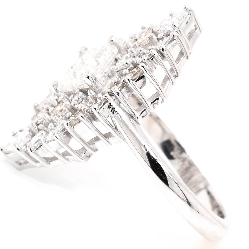 Graziella 14KT White Gold 2.01CTW Princess Cut Diamond Celebration Ring - Size 6.25