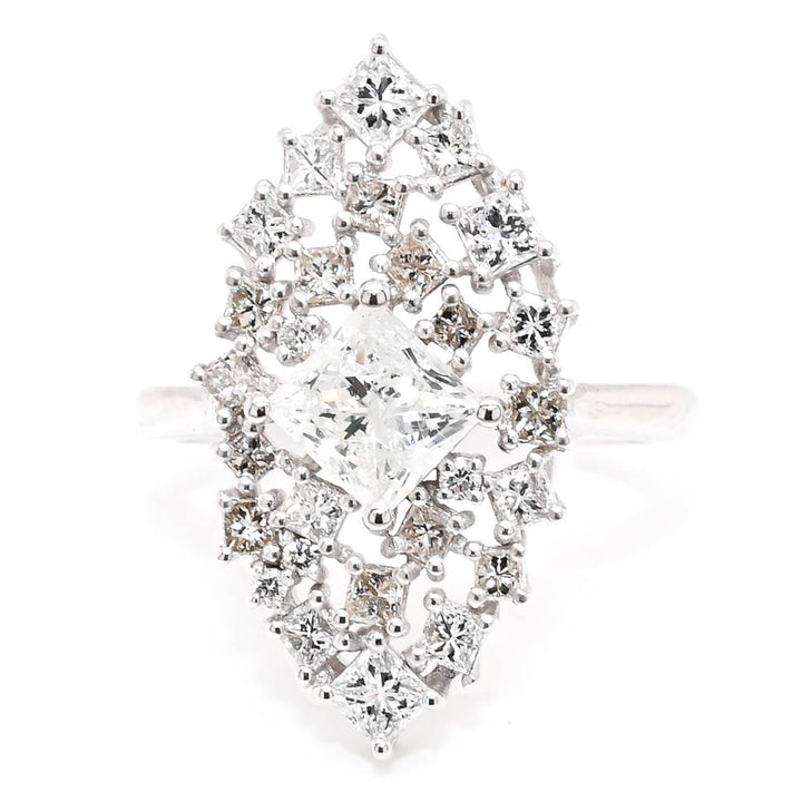 Graziella 14KT White Gold 2.01CTW Princess Cut Diamond Celebration Ring - Size 6.25