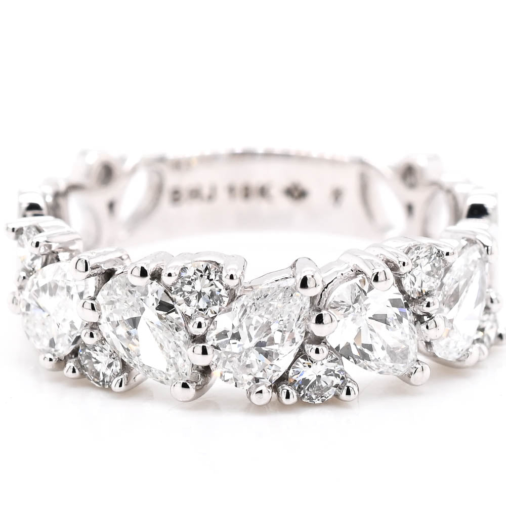 Graziella 10KT White Gold 1.11CTW VS2 F Colour Lab-Grown Diamond Celebration Ring - Size 6.5