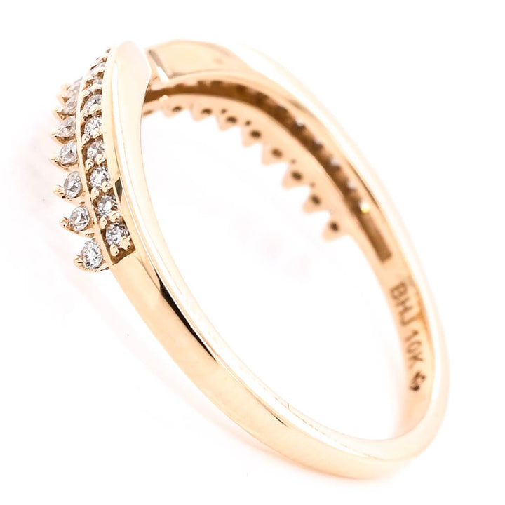 Graziella 10KT Yellow Gold 0.25CTW Lab-Grown Diamond Chevron Ring - Size 6.5
