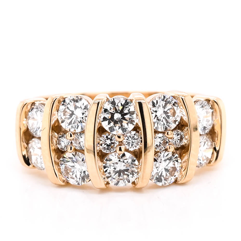 10KT Yellow Gold 1.50CTW LAB Created Diamond Celebration Ring.