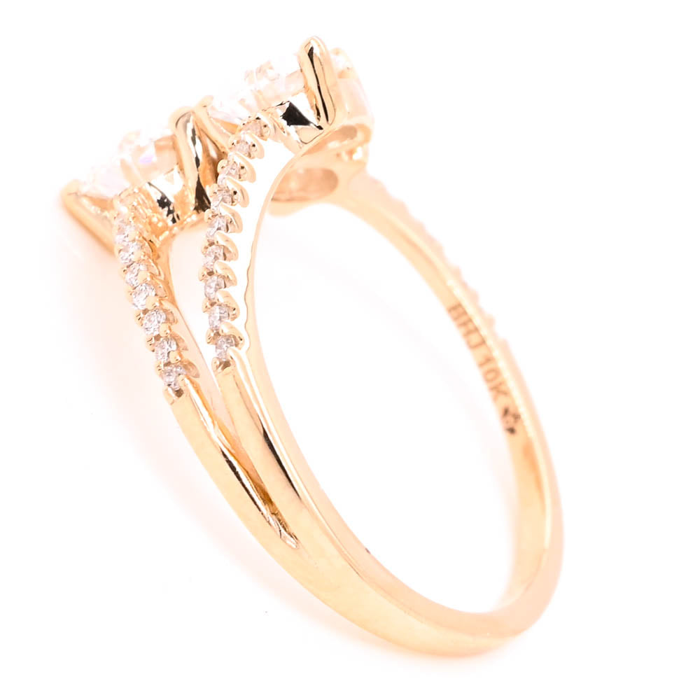 10KT Yellow Gold 1.51CTW Pear Shape LAB Created 3 Stone Celebration Ring.