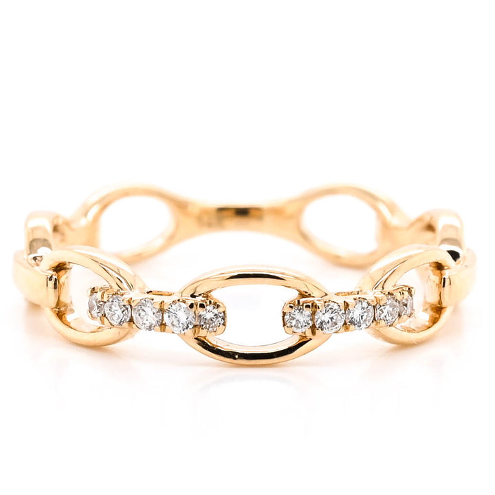 Graziella 14KT Yellow Gold 0.08CTW Diamond Link Ring - Size 5.5