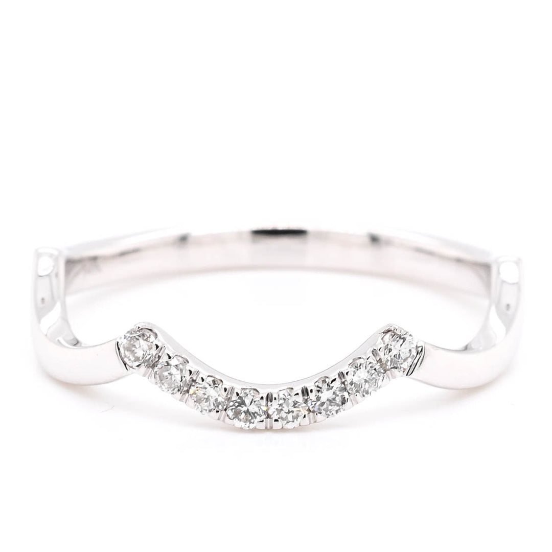 Graziella 14KT White Gold 0.14CTW Diamond Curved Band - Size 7