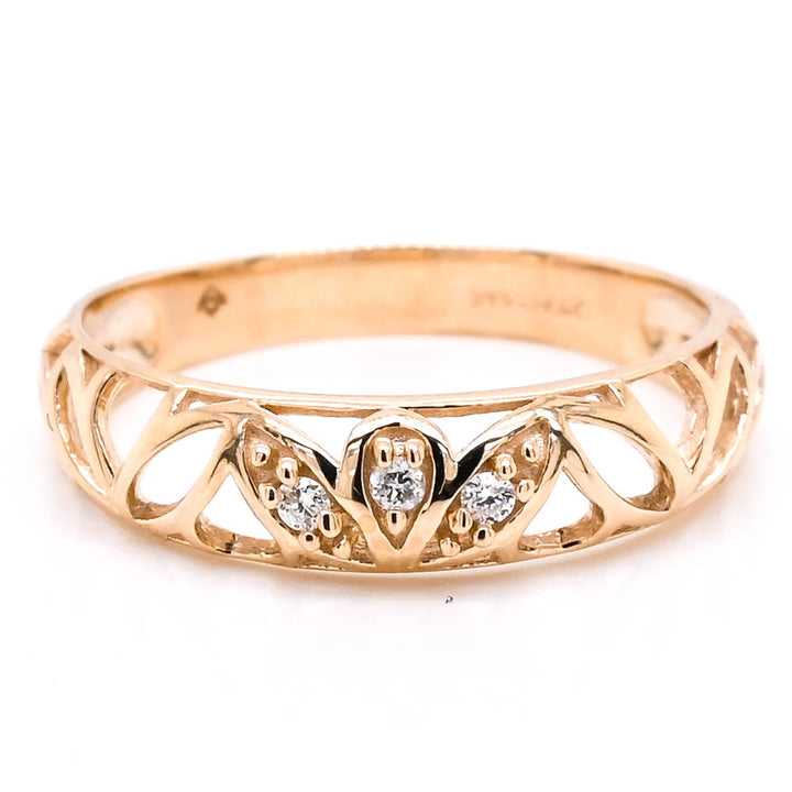 Graziella 10KT Yellow Gold 0.03CTW Diamond Ring - Size 6