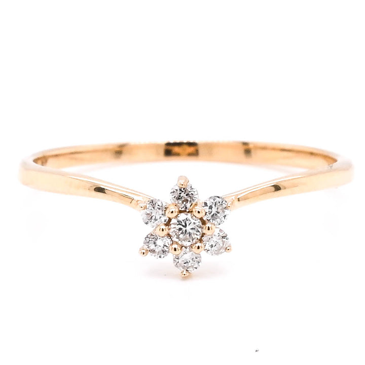 Graziella 10KT Yellow Gold 0.11CTW Diamond Star Ring - Size 6.75