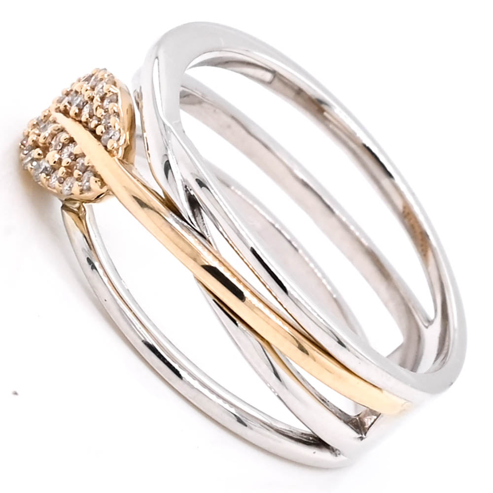Graziella 10KT White &amp; Yellow Gold 0.15CTW Diamond Leaf Ring - Size 6.25