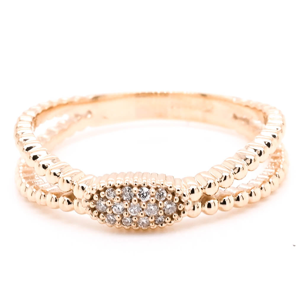 Graziella 10KT Yellow Gold 0.05CTW Diamond Ring - Size 6.5