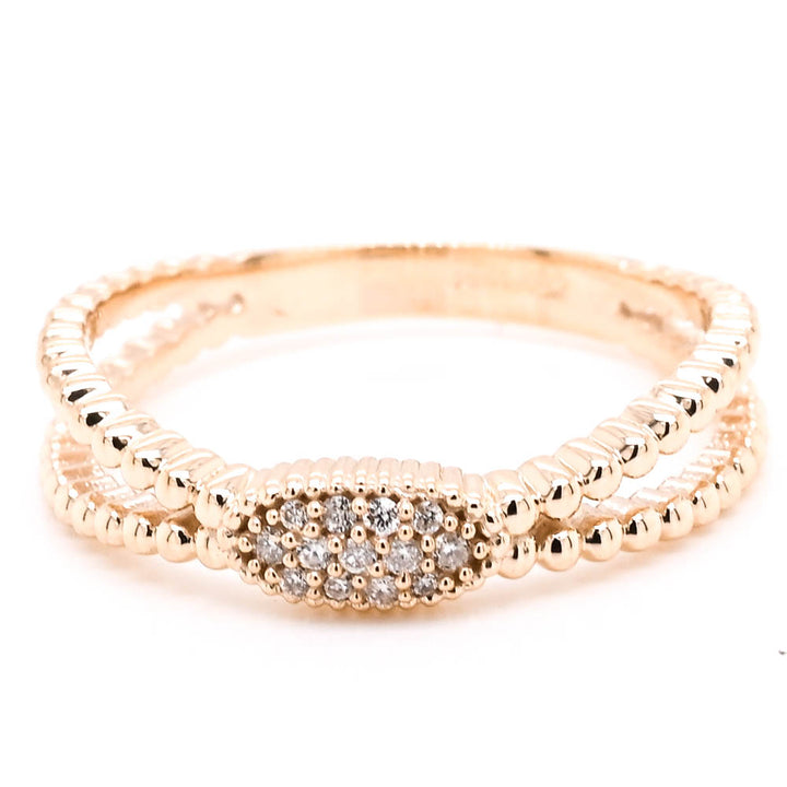 Graziella 10KT Yellow Gold 0.05CTW Diamond Ring - Size 6.5
