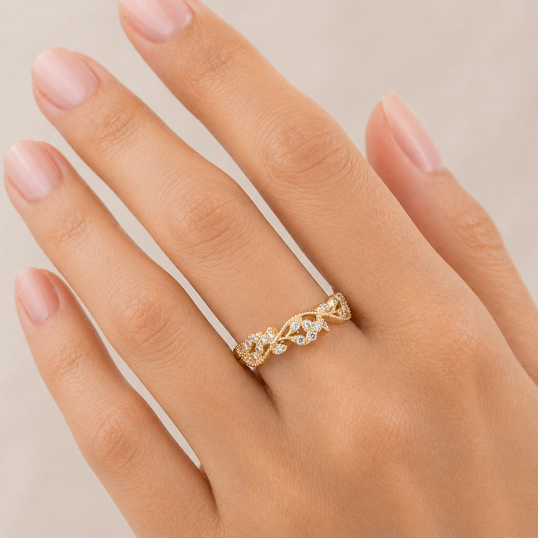Graziella 14KT Yellow Gold 0.14CTW Diamond Ring - Size 6