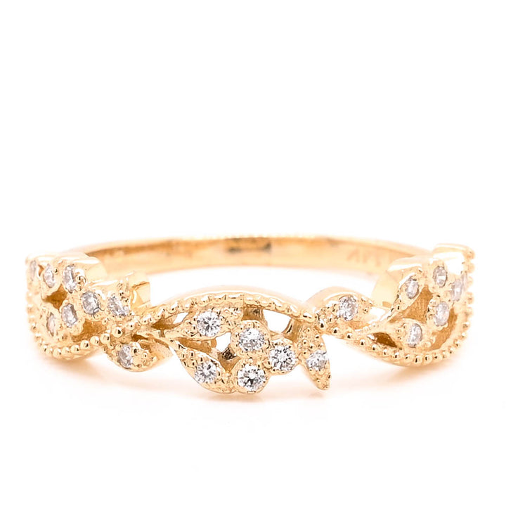Graziella 14KT Yellow Gold 0.14CTW Diamond Ring - Size 6