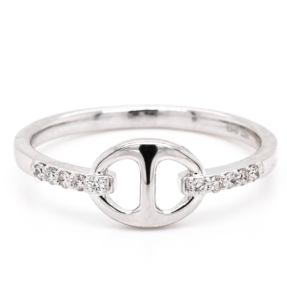 Graziella 14KT White Gold 0.07CTW Diamond Ring - Size 6.5