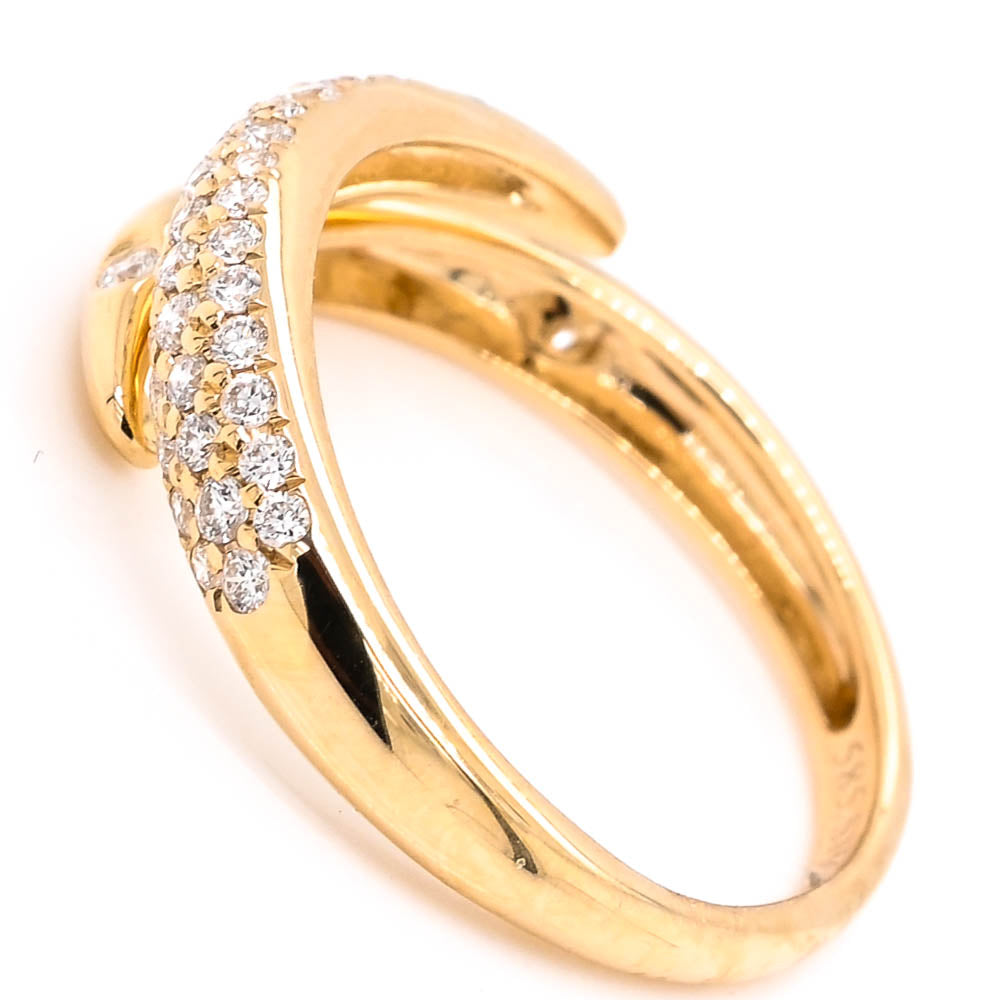 Graziella 14KT Yellow Gold 0.40CTW Diamond Cross Over Ring - Size 7