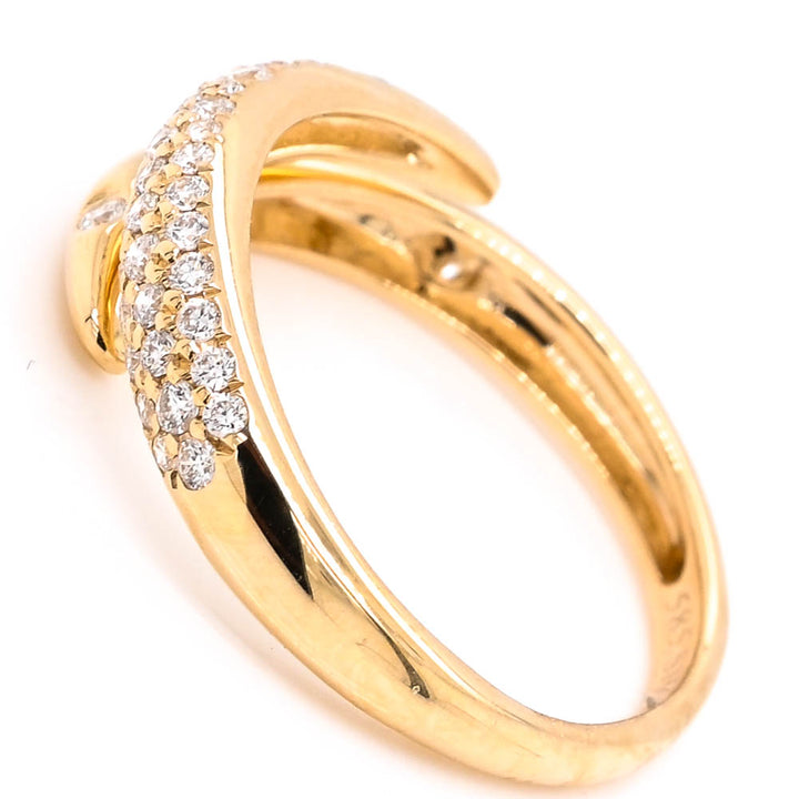 Graziella 14KT Yellow Gold 0.40CTW Diamond Cross Over Ring - Size 7