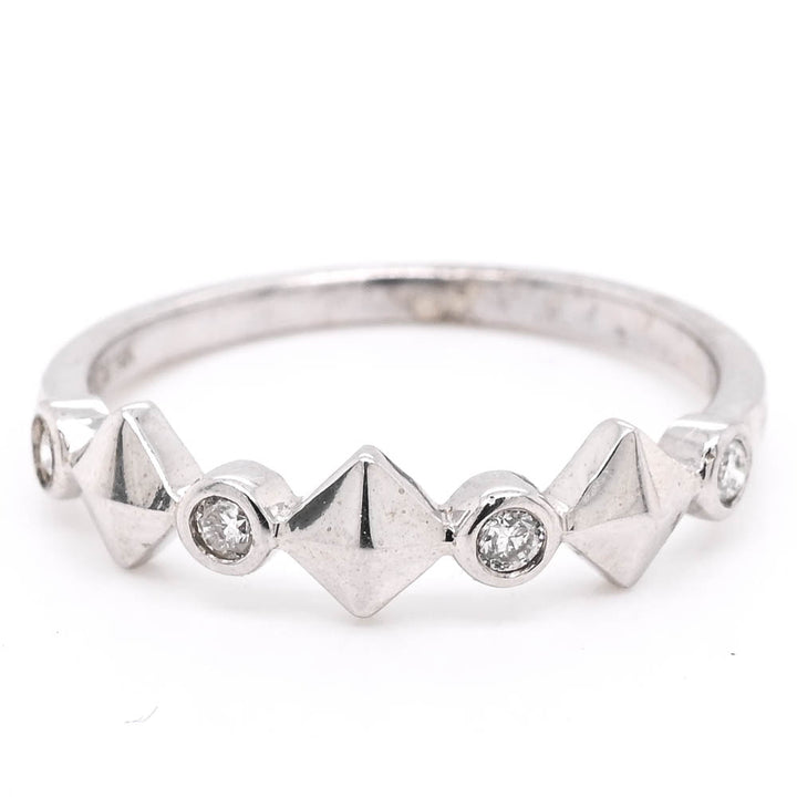 Graziella 14KT White Gold 0.08CTW Diamond Ring - Size 6