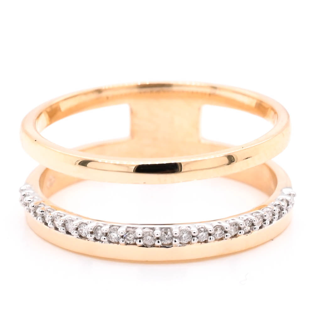 Graziella 10KT Yellow Gold 0.09CTW Diamond Ring - Size 6