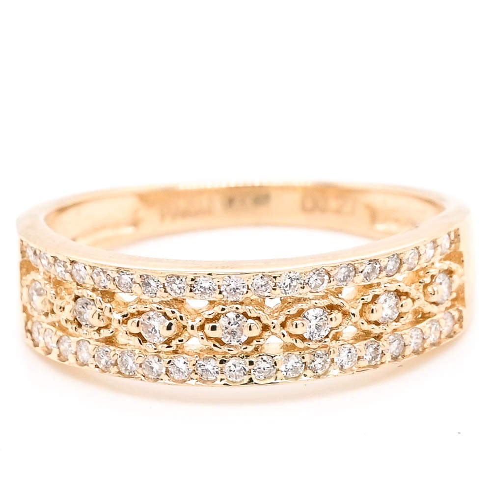 Graziella 14KT Yellow Gold 0.27CTW Diamond Ring - Size 6.25