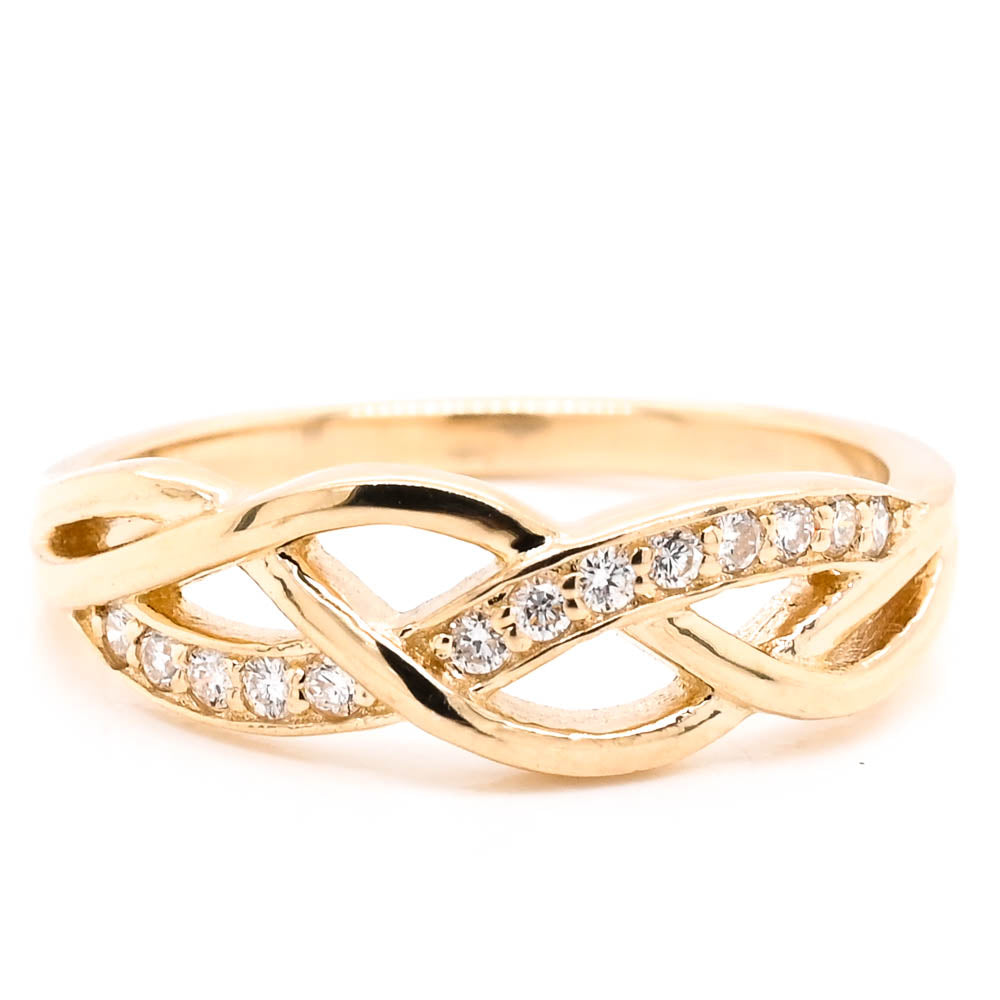 Graziella 14KT Yellow Gold 0.13CTW Diamond Ring - Size 6