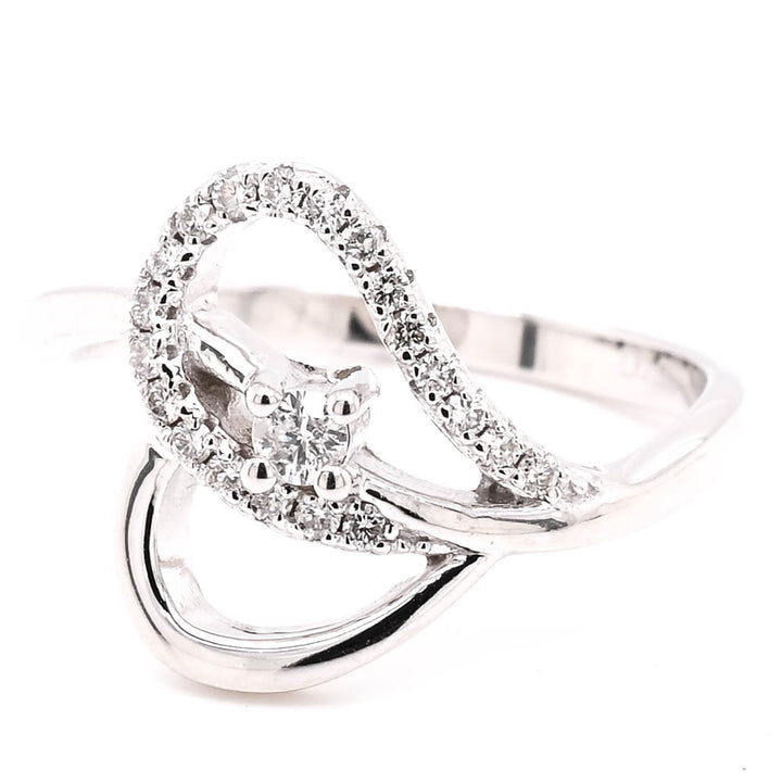 Graziella 14KT White Gold 0.20CTW Diamond Ring - Size 6.25