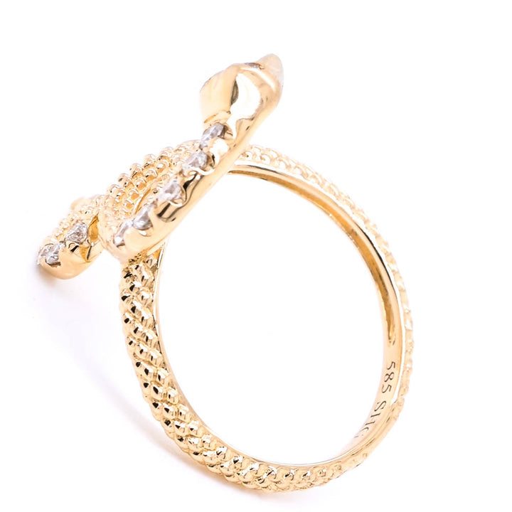 Graziella 14KT Yellow Gold 0.17CTW Diamond Snake Ring - Size 6