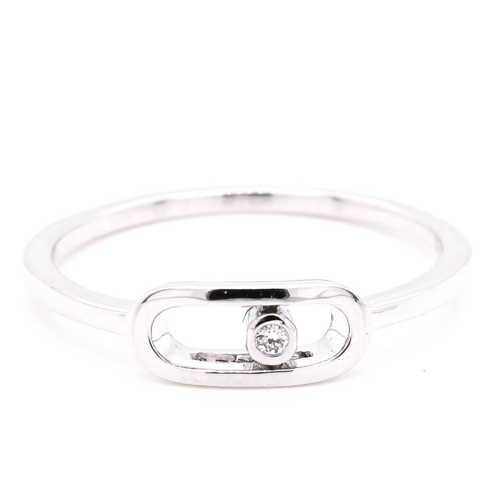 Graziella 14KT White Gold 0.01CT Diamond Ring - Size 6