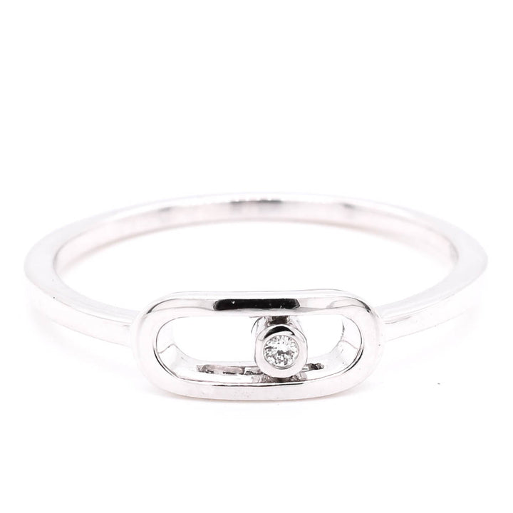 Graziella 14KT White Gold 0.01CT Diamond Ring - Size 6