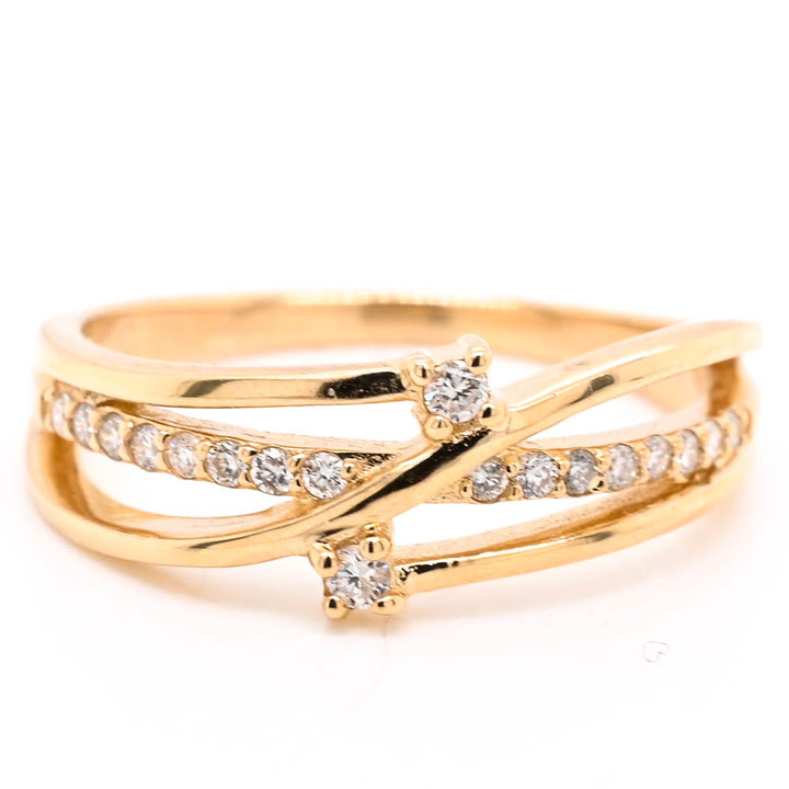 Graziella 14KT Yellow Gold 0.16CTW Diamond Ring - Size 5.75