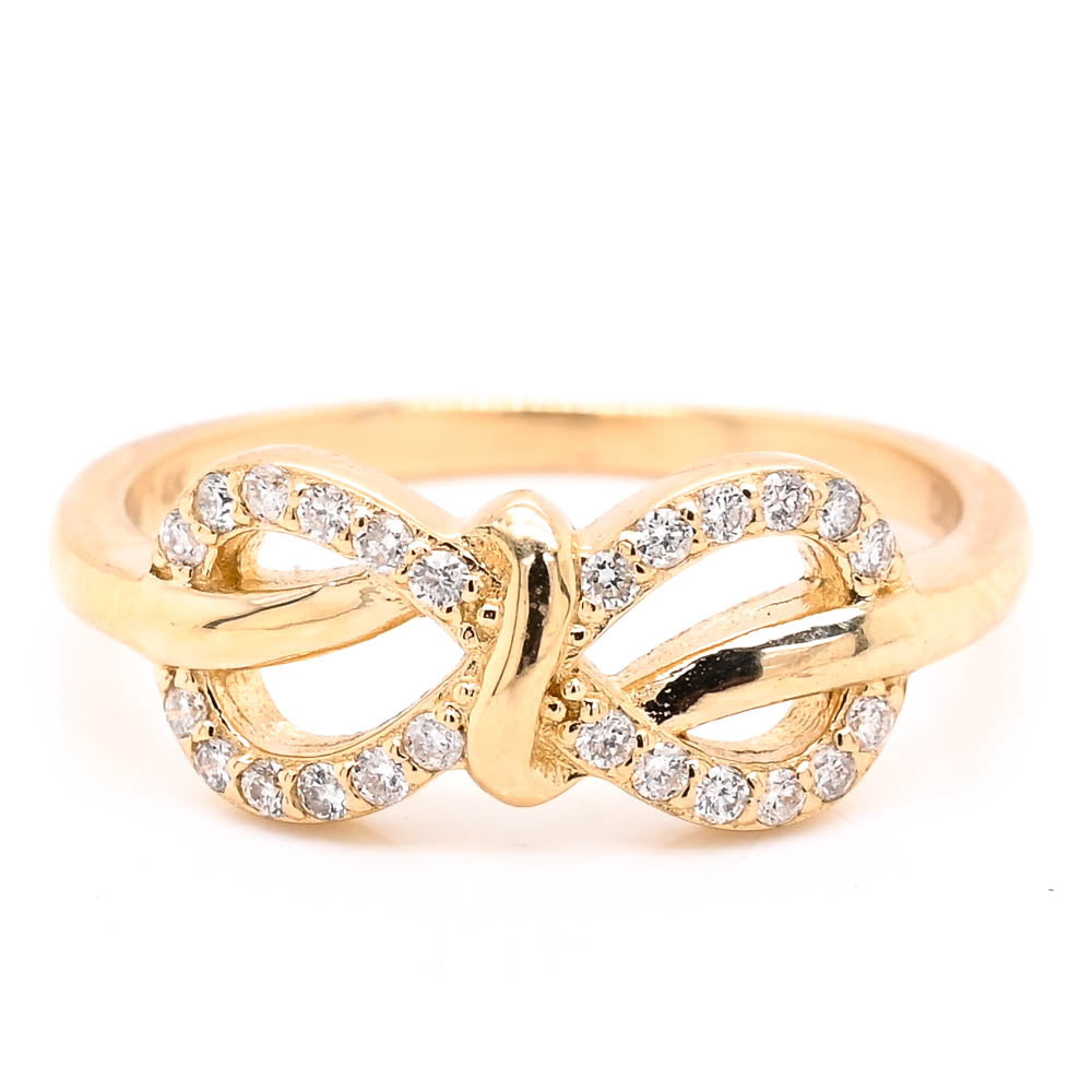 Graziella 14KT Yellow Gold 0.18CTW Diamond Infinity Knot Ring - Size 6.25