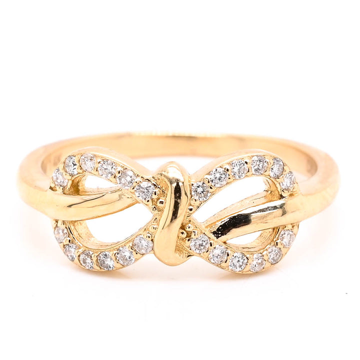 Graziella 14KT Yellow Gold 0.18CTW Diamond Infinity Knot Ring - Size 6.25