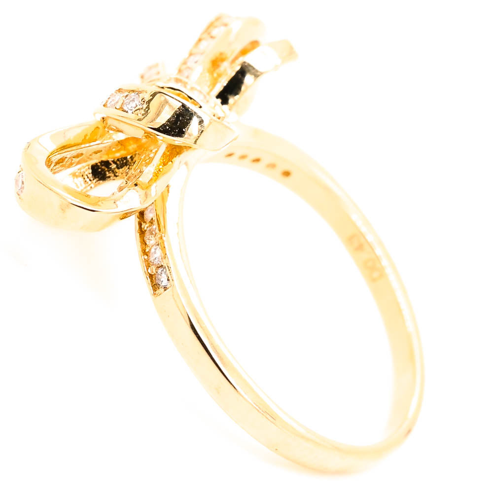 Graziella 14KT Yellow Gold 0.43CTW Diamond Bow Ring - Size 6.25