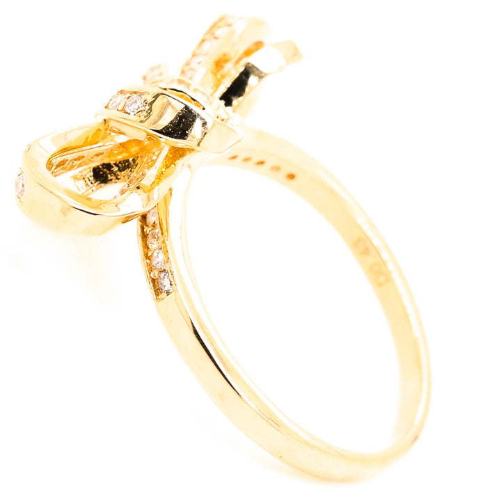 Graziella 14KT Yellow Gold 0.43CTW Diamond Bow Ring - Size 6.25