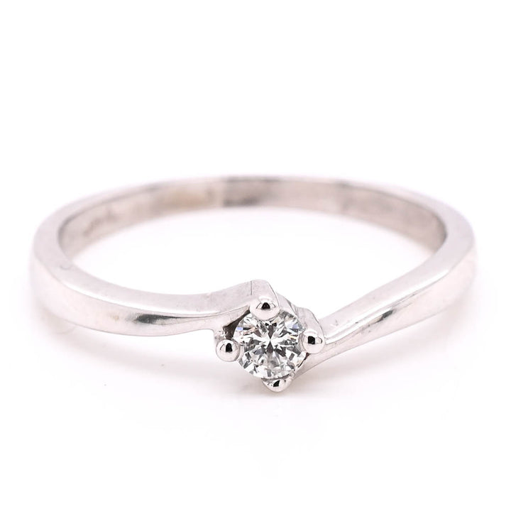 Graziella 10KT White Gold 0.08CTW Diamond Ring - Size 5