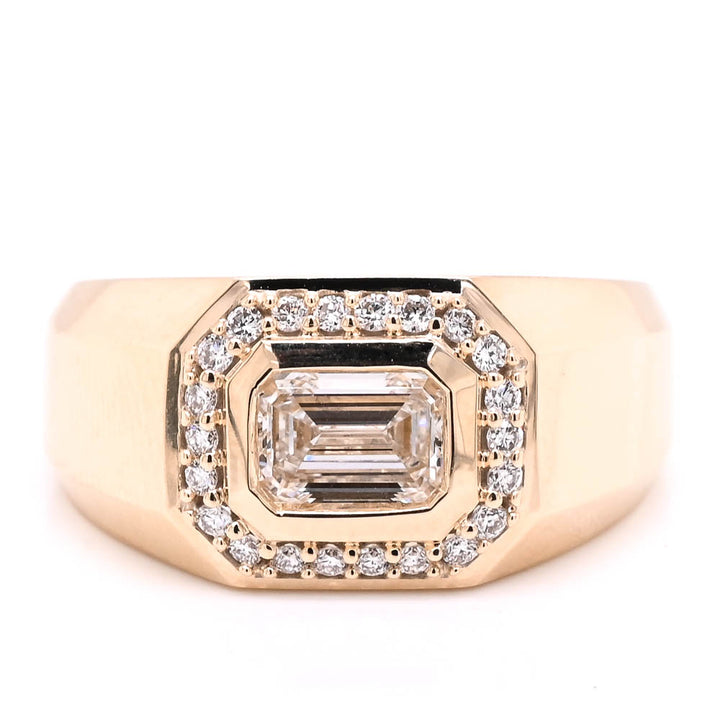 10KT Yellow Gold 1.25CTW Emerald Shape Lab-Grown Diamond Mens Ring