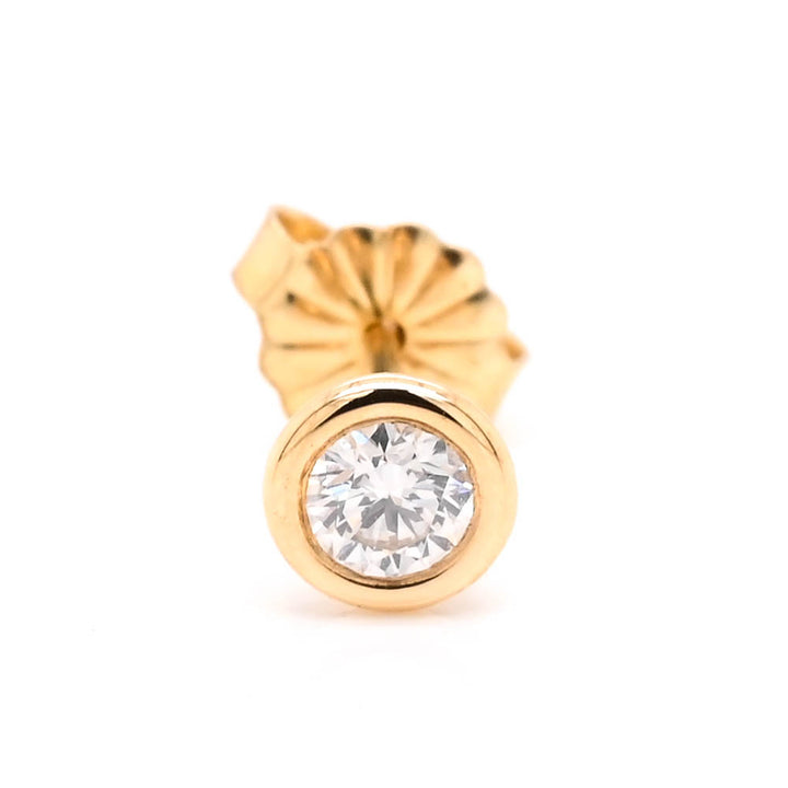 Graziella 14KT Yellow Gold 0.20CT I1 H-I Colour Bezel Set SINGLE Stud Earring Earrings