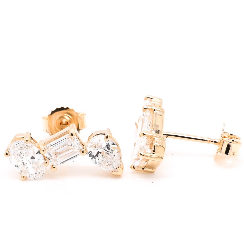 Graziella 10KT Yellow Gold 1.50CTW Oval Lab-Grown Diamond Stud Earrings