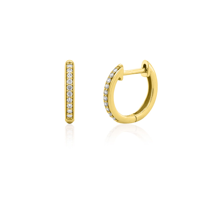 Graziella Sterling Silver Gold Vermeil 0.10CTW Lab-Grown Diamond Huggie Earrings