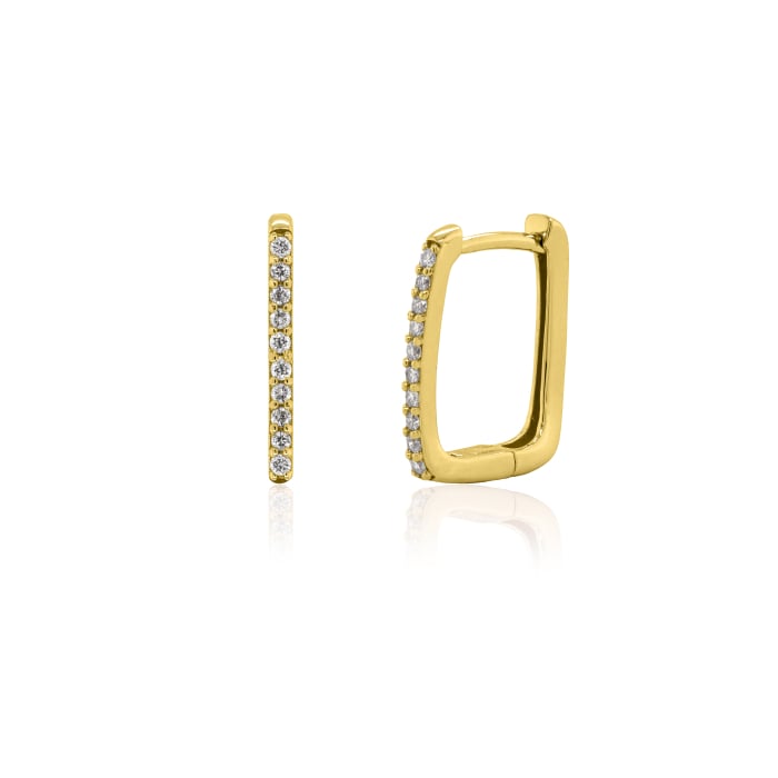 Graziella Sterling Silver Gold Vermeil 0.10CTW Lab-Grown Diamond Huggie Earrings