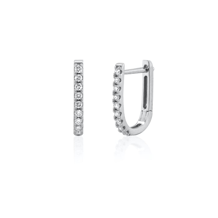 Graziella Sterling Silver 0.18CTW Modern Diamond Responsibly Grown Huggie Earrings.