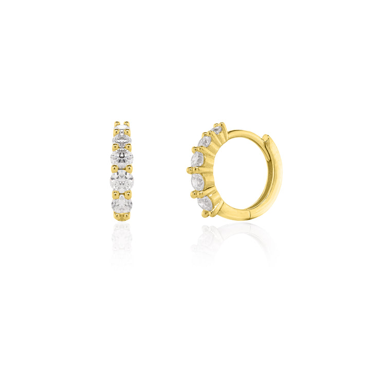 Graziella Sterling Silver Gold Vermeil 0.32CTW Modern Grown Diamond Huggie Earrings