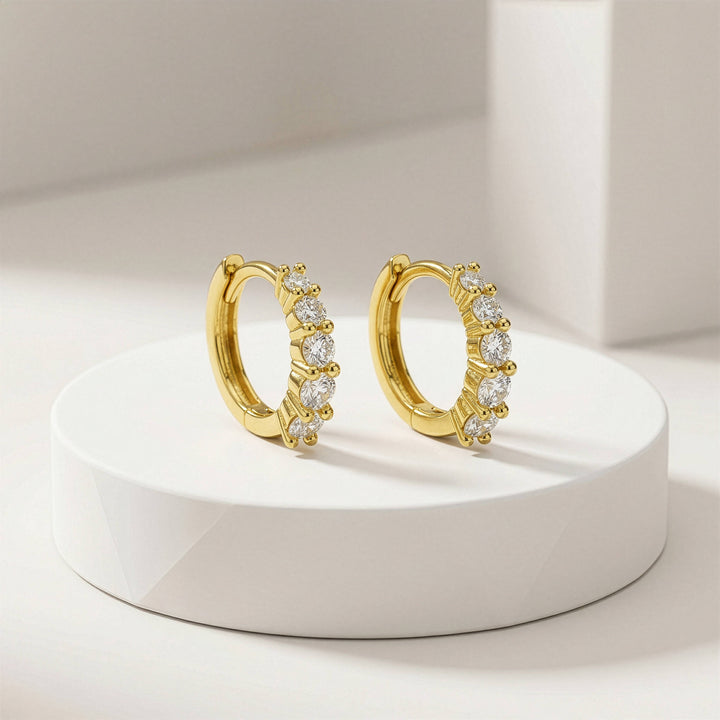 Graziella Sterling Silver Gold Vermeil 0.32CTW Lab-Grown Diamond Huggie Earrings