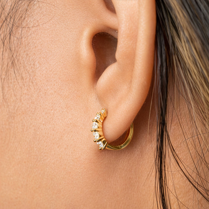 Graziella Sterling Silver Gold Vermeil 0.32CTW Lab-Grown Diamond Huggie Earrings