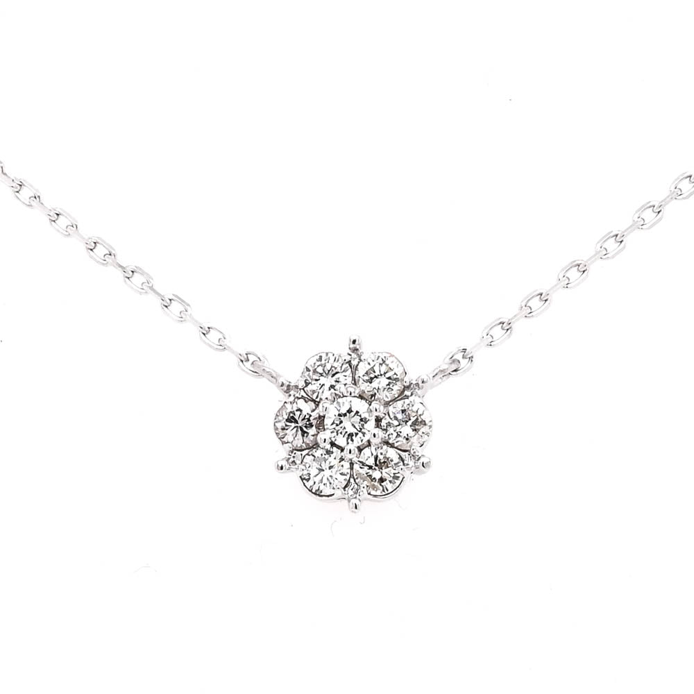 Graziella 14KT White Gold 18" 0.50CTW Diamond Flower Necklace.