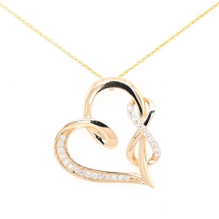 Graziella 10KT Yellow Gold 18" 0.26CTW Diamond Endless Love Necklace.