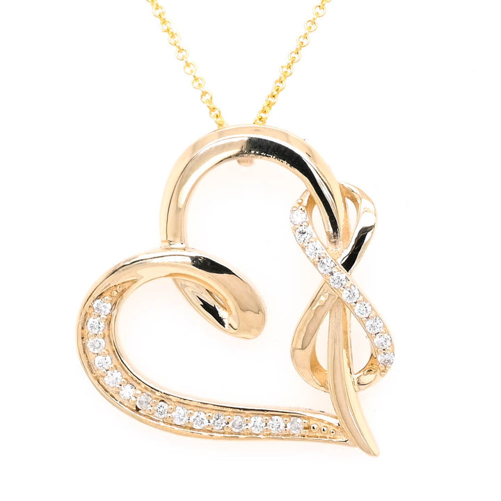 Graziella 10KT Yellow Gold 18" 0.26CTW Diamond Endless Love Necklace.