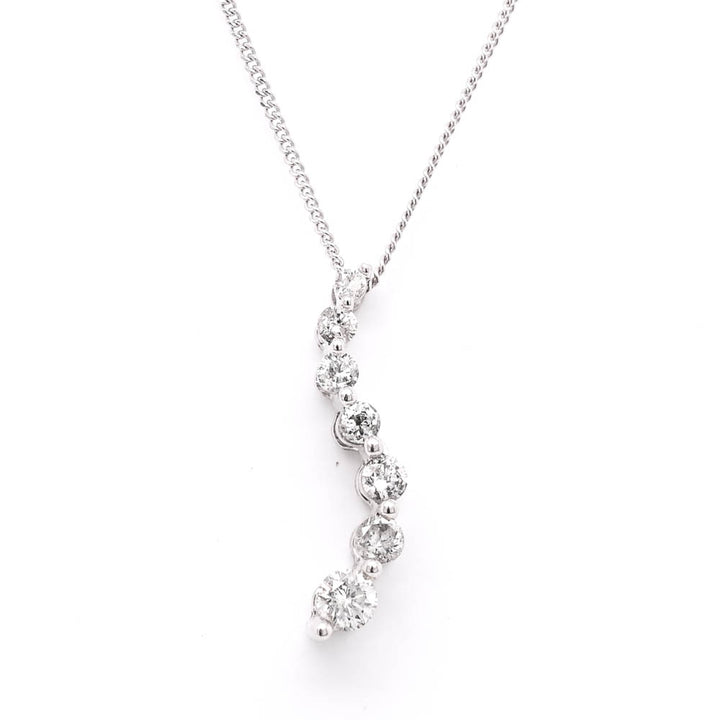 Graziella 10KT White Gold 18" 0.15CTW Diamond Journey Necklace.