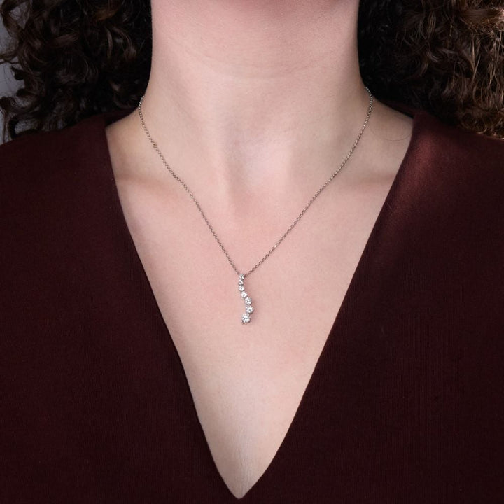 Graziella 10KT White Gold 18" 0.15CTW Diamond Journey Necklace.