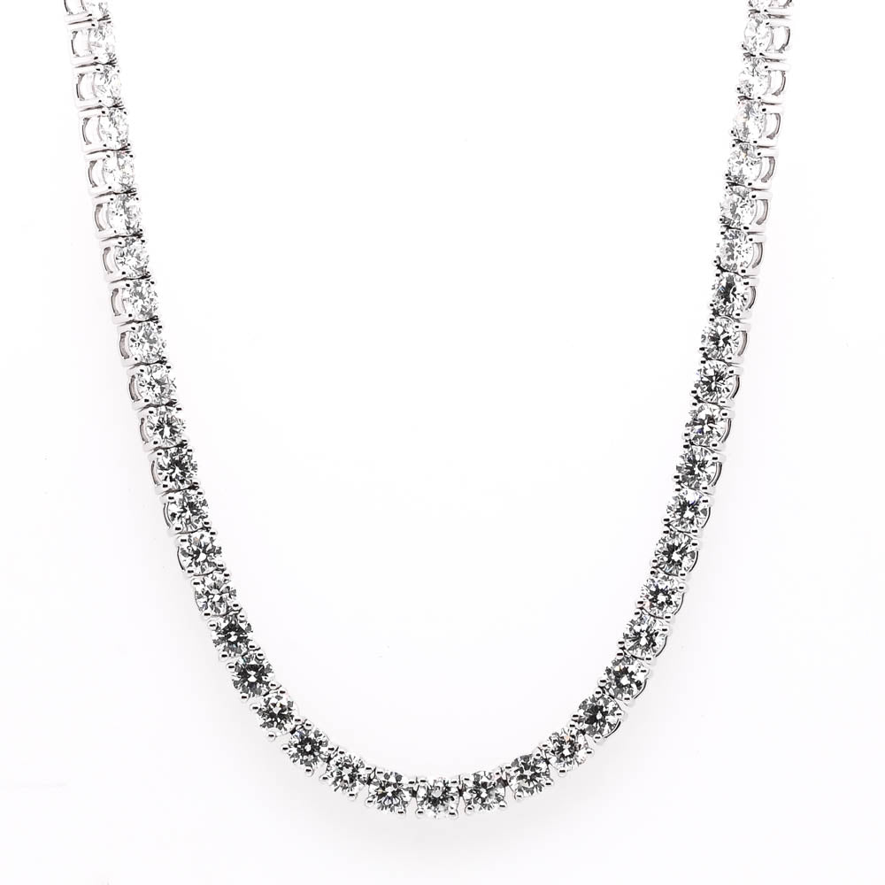 14KT White Gold 18" 18.51CTW Modern Responsibly Grown Diamond Tennis Necklace
